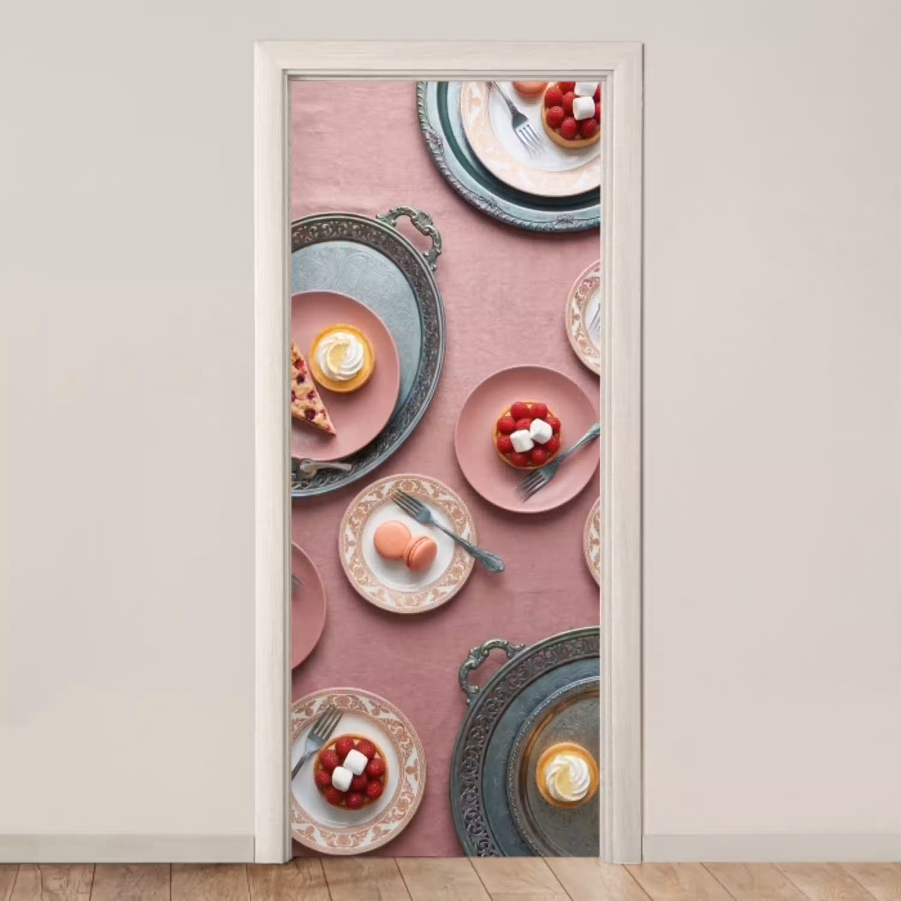 Dessert - Taart - Gebak - Zoet - Roze deurposter klein -3d_beige