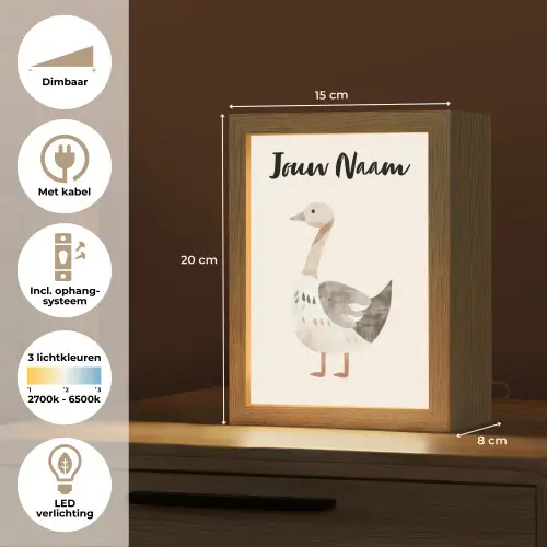 Gans - Dier - Pastel kleuren Light Box met kabel (Kinderlampje) klein -USP_NL