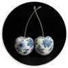 Kersen - Delfts blauw - Fruit Wandcirkel kunststof plaat 5mm dik klein -3d