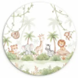 Dieren - Jungle - Pastel Wandcirkel kunststof plaat 5mm dik klein -3d