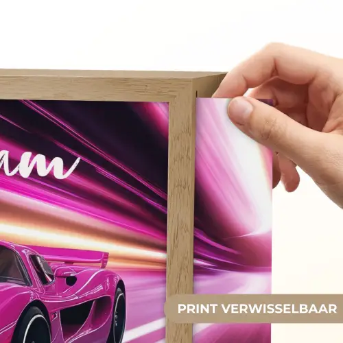 Raceauto - Roze - Neon Light Box met batterij (Wandlamp kind) middel -USP_websiteprintNL
