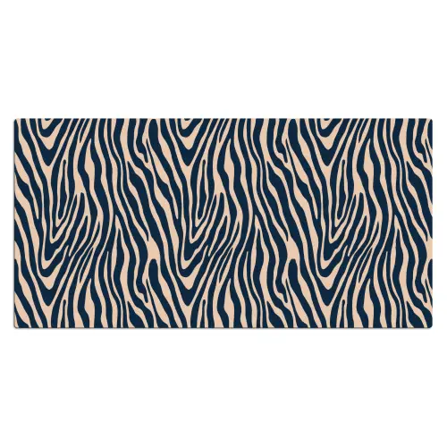 Zebra - Patroon - Blauw - Beige Muismat XXL klein 681 -3d_leeg