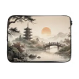 Azië - Landschap - Kleurrijk laptophoes neopreen klein -3d