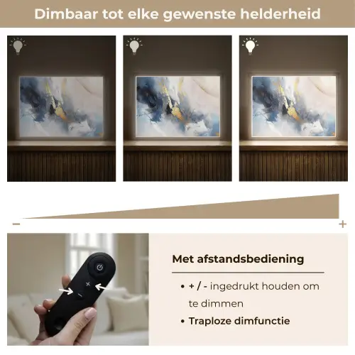 Blauw - Modern - Marmer - Abstract - Goud Light Box met batterij (Wandlamp) middel -USP_dimbaarNL