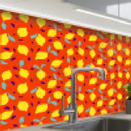Oranje - Citroen - Geel - Blauw keuken achterwand 2 middel 865 -zzzz3d_schuin