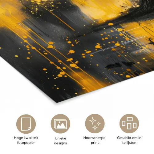 Boom - Verflook - Hert - Natuur - Goud poster papier klein -closeup_NL