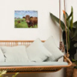 Koe - Weide - Bloemen tuinposter los doek klein -sfeer7