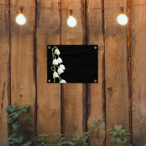 Lelietjes van dalen - Bloemen - Zwart - Flora tuinposter los doek klein -sfeer1