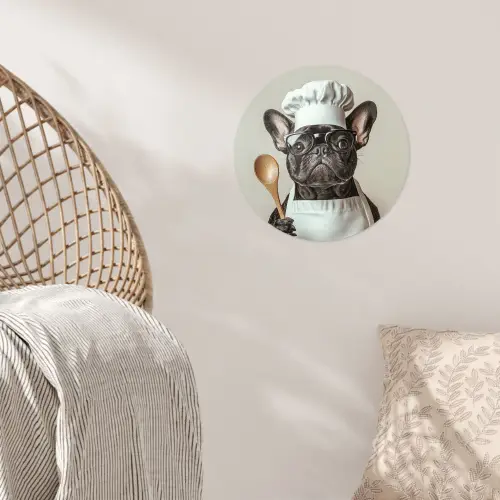 Bril - Hond - Kok Wandcirkel behangsticker klein -sfeer4