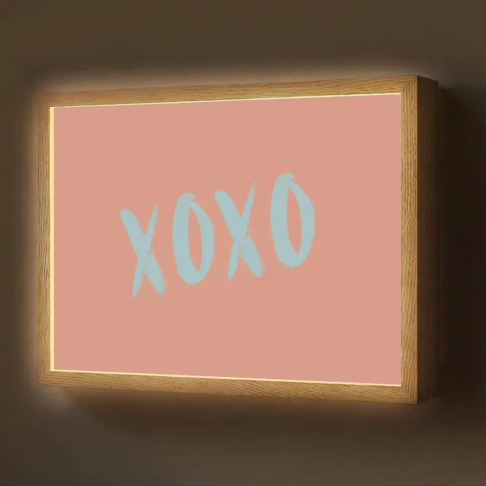 XOXO - Blauw - Perzikkleur Light Box met batterij (Wandlamp) middel -z3d_website