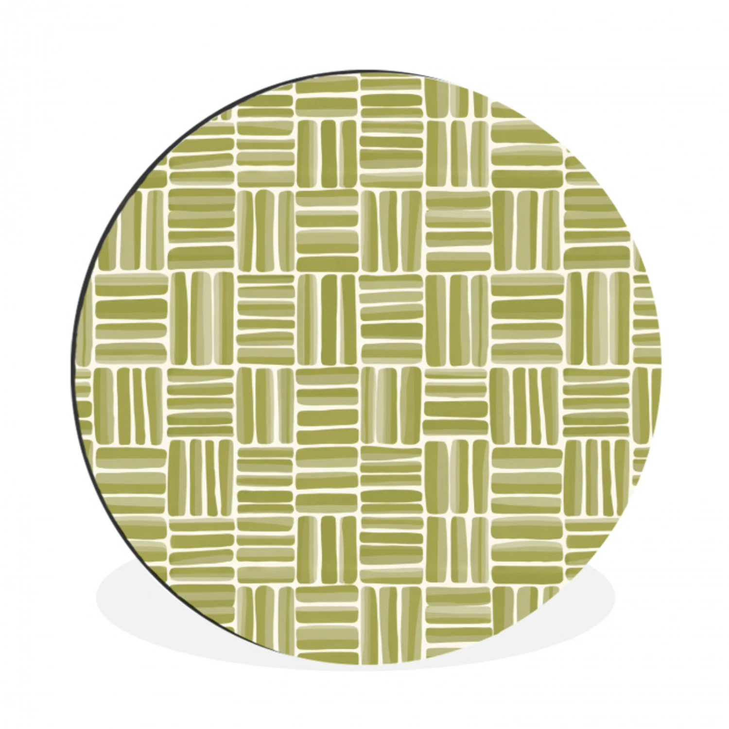 Vlecht - Patroon - Groen Wandcirkel aluminium klein 190 -3d
