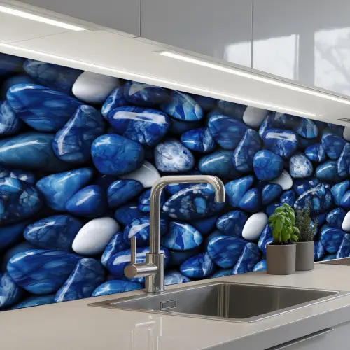 Luxe - Blauwe - Marmer - Stenen keuken achterwand 2 middel 871 -3d_schuin