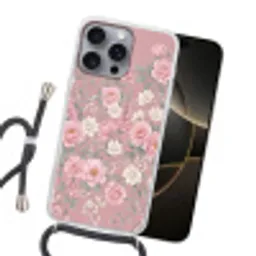 Pioenrozen - Vingerhoedskruid - Pink Hoesje iPhone 16 Pro Max met koord klein -sfeer1