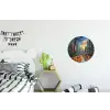 Auto - Skyline - Zon - Blauw Wandcirkel aluminium klein -kinderkamer
