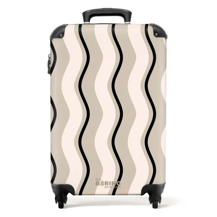 Verticale golven in crème tinten NBS - Handbagage koffer - Unisex middel -productfoto_recht
