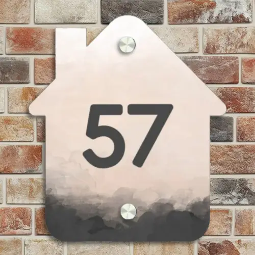 Aquarel - Beige - Traditioneel Naambord Huisje klein -sfeer6