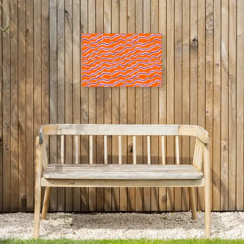 Retro - Golvend - Oranje Tuinposter op houten frame 2 cm dik klein 845 -sfeer4