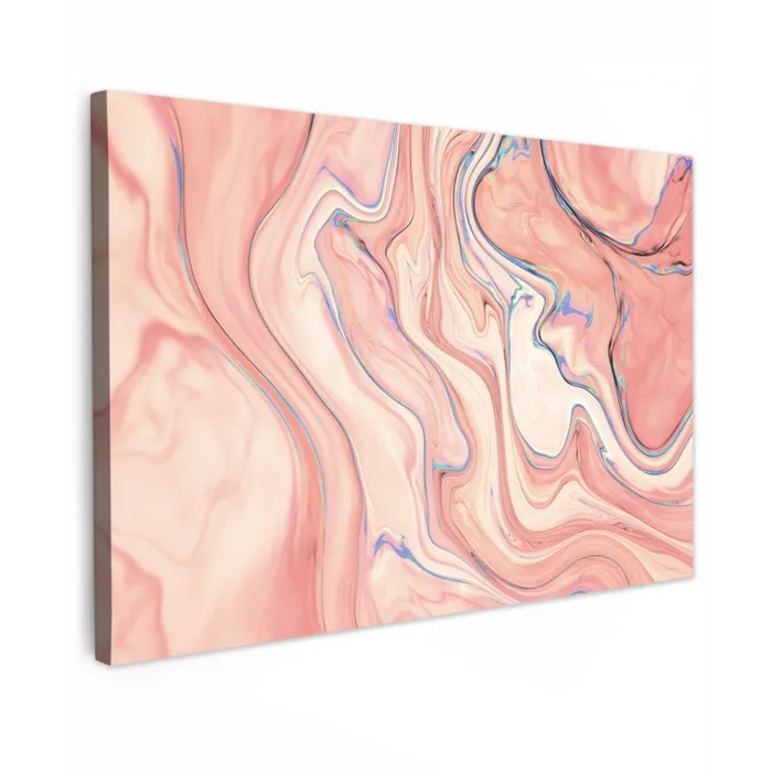 Marmer - Pastel - Roze - Blauw - Marmerlook - Abstract canvas 2cm klein -z3d