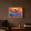 Dolfijn - Kleurrijk - Oceaan - Koraal Light Box met batterij (Wandlamp) middel -sfeer4