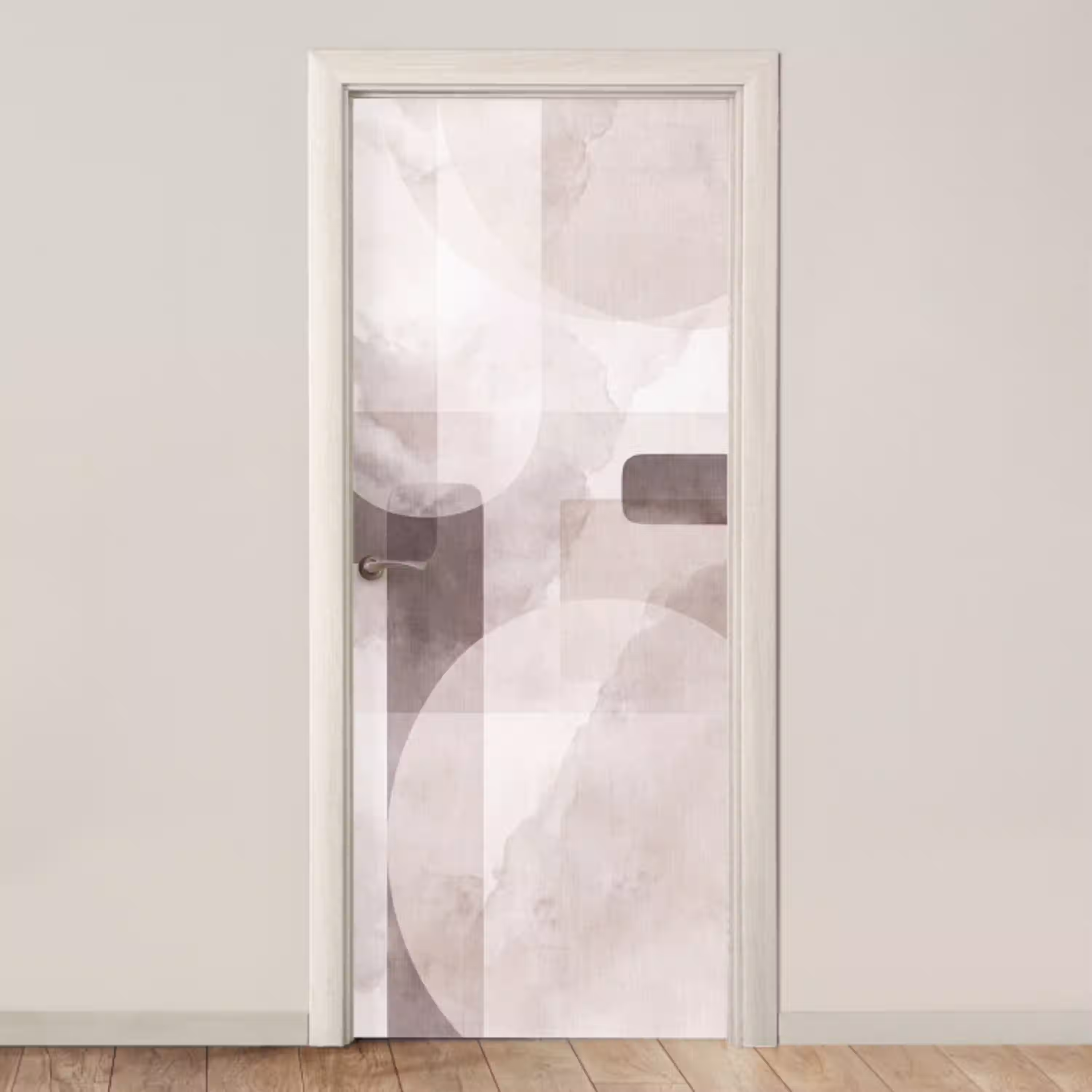 Abstracte vormen - Beige deurposter klein -3d_beige