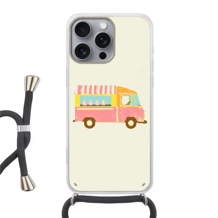 Ijskar - Retro - Softijsjes - Roze Hoesje iPhone 16 Pro Max met koord klein -3d
