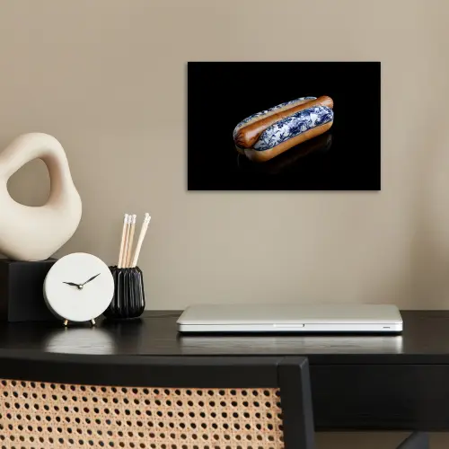 Hotdog - Porselein - Delfts blauw - Eten poster papier klein -sfeer1