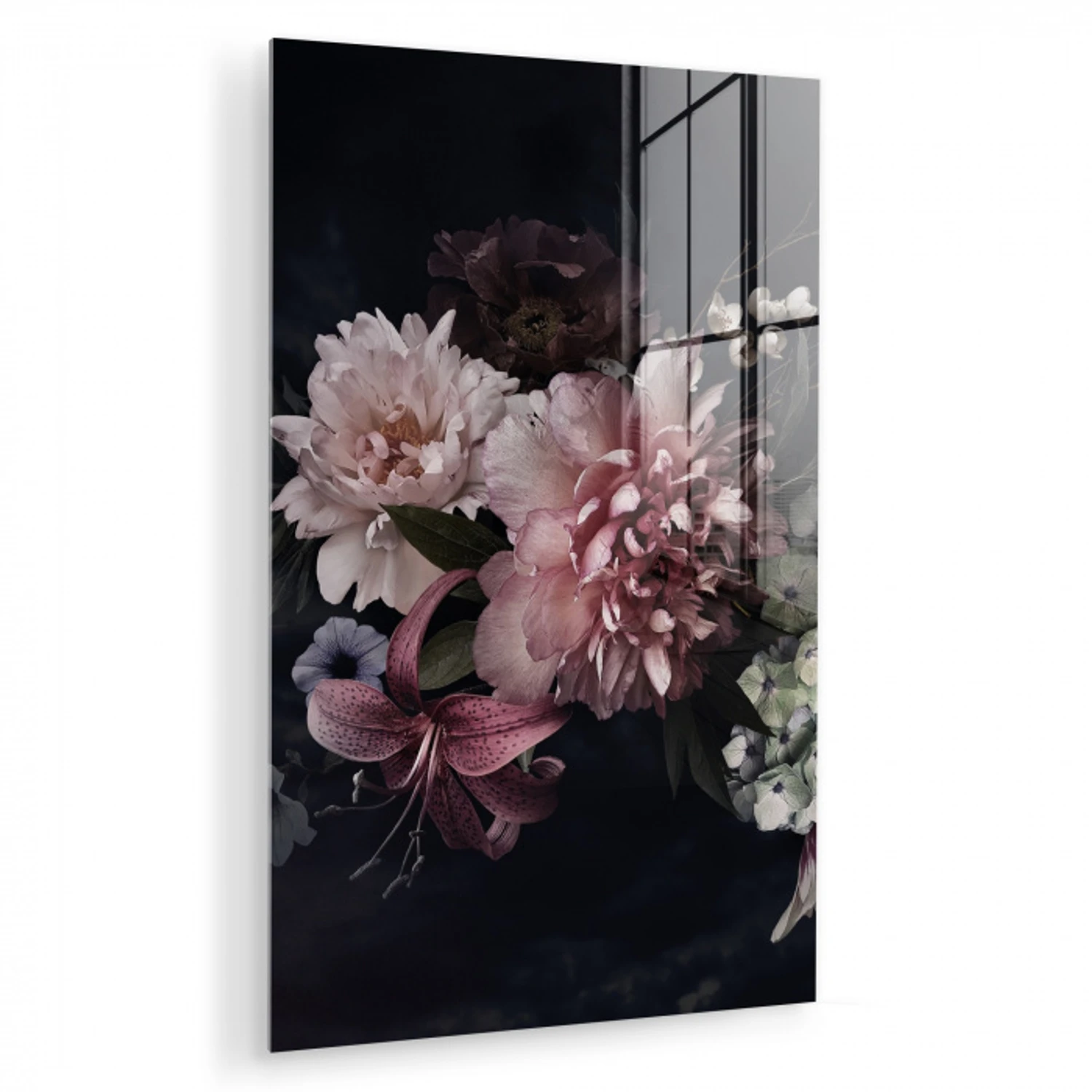 Bloemen - Vintage - Pastel - Zwart - Boeket plexiglas 5mm klein -zzzproduct_nieuw