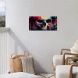 Schedel - Abstract - Rood - Blauw - Graffiti tuinposter los doek klein -sfeer8