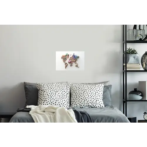 Wereldkaart - Kristallen - Unieke tinten Muursticker klein -slaapkamer