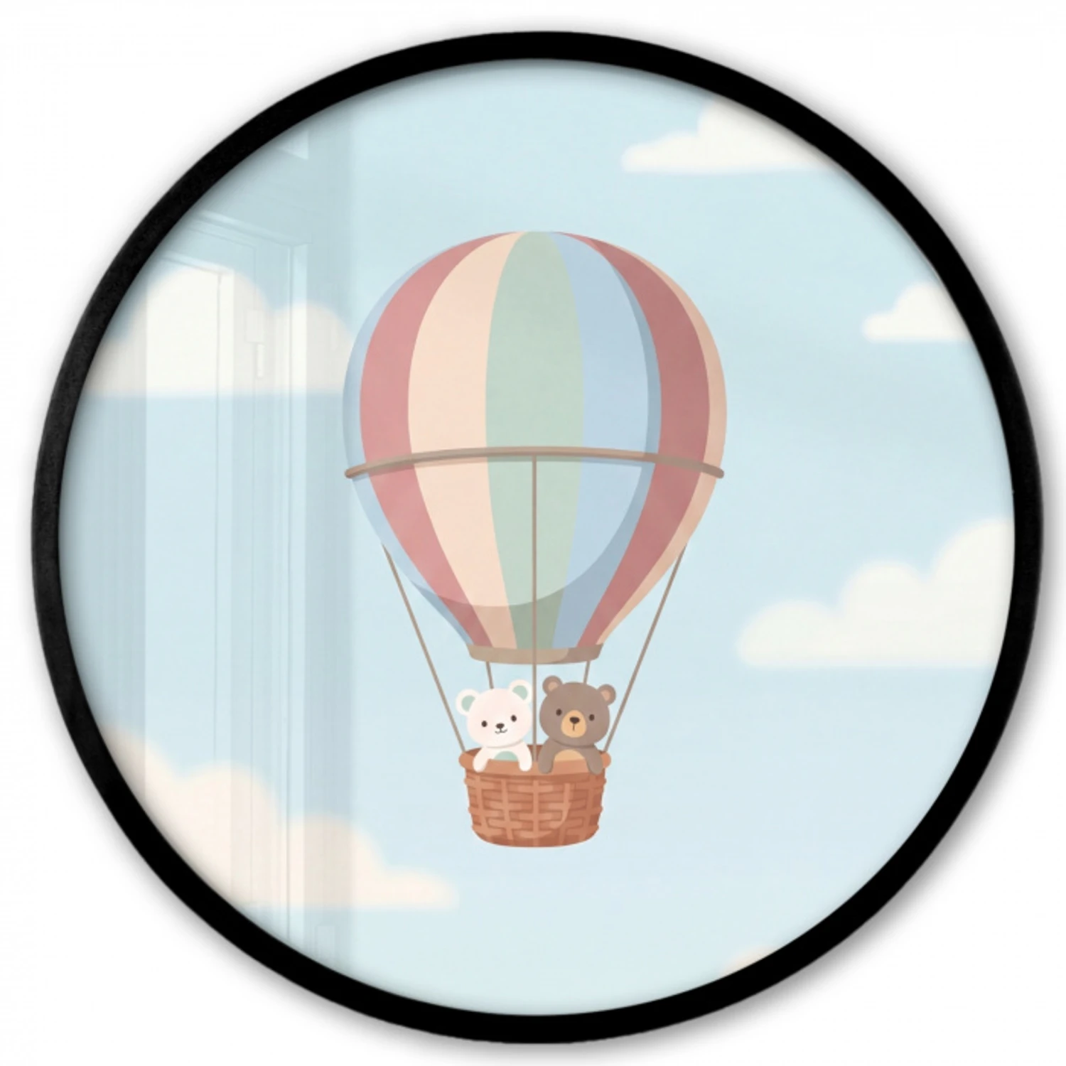 Luchtballon - Beren - Pastel Fotolijst rond zonder passe partout klein -3d