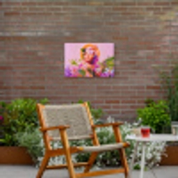 Vrouw - Abstract - Cirkel - Bloemen Tuinposter op houten frame 2 cm dik klein -sfeer3