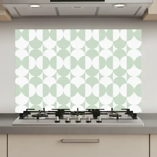 Wit - Groen - Cirkels keuken achterwand spatscherm klein 900 -3d_website