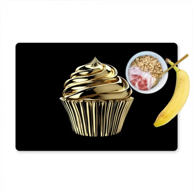 Cupcake - Eten - Goud - Zwart Placemat vinyl groot -zzzproduct_Kitchenyeah-website
