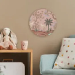 Nostalgisch - Reigers - Roze Wandcirkel kunststof plaat 5mm dik klein -tsfeer1_kind