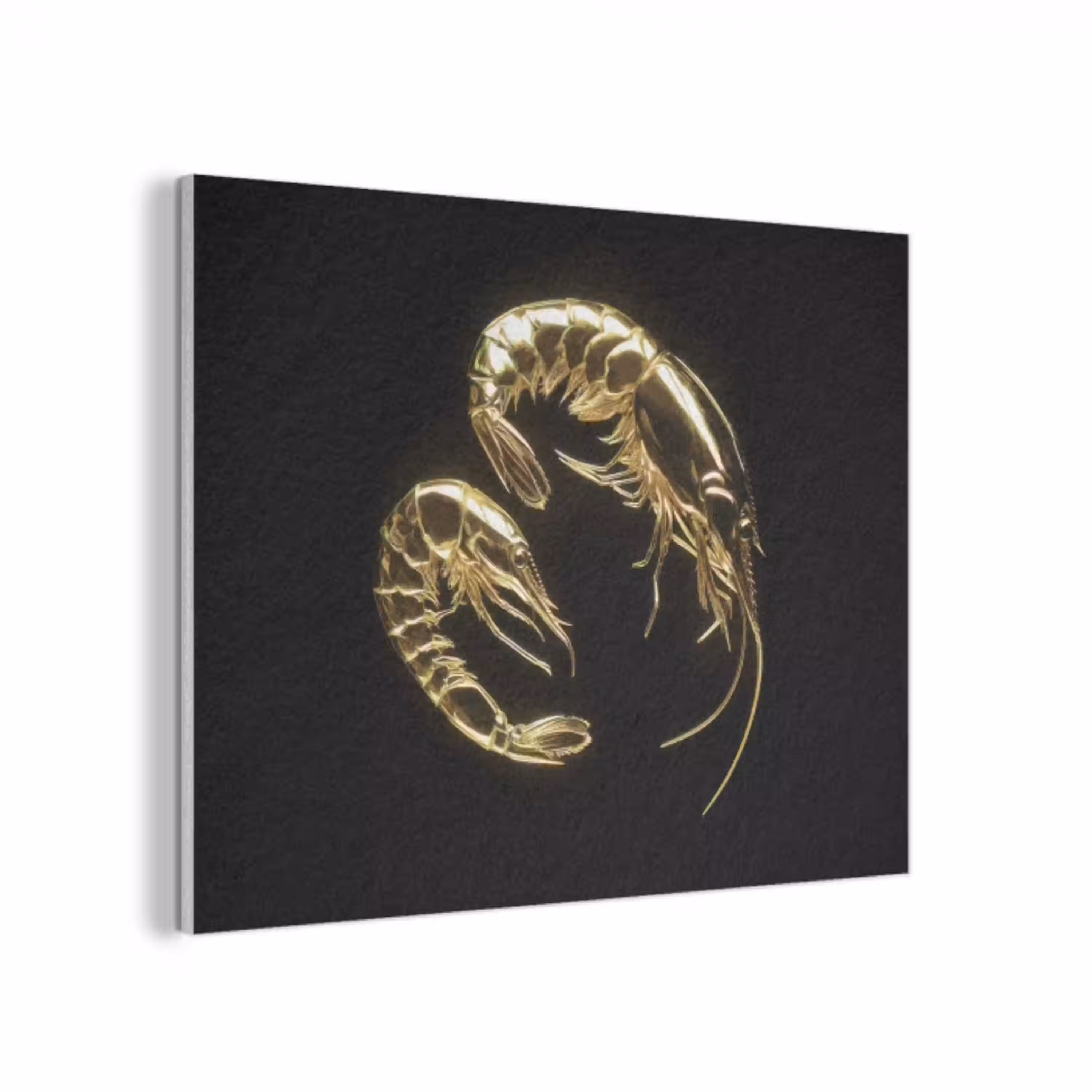 Garnalen - Zwart - Goud - Dieren PET vilt klein -3d