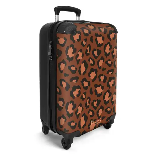 Dierenprints - Panterprint koffer in kastanjebruin en  zwart/terracotta NBS - Handbagage koffer - Kinderen Unisex middel -productfoto_3d