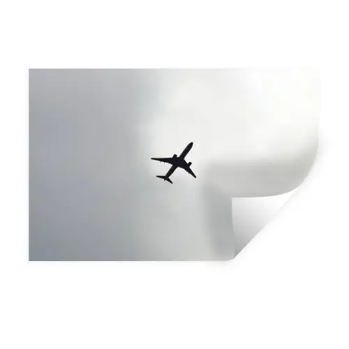 Minimalistisch - Silhouet - Zwart - Vliegtuig Muursticker klein -3d