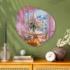 Pink - City - Bloemen Wandcirkel Organisch Aluminium middel -sfeer2