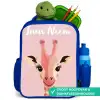 Giraffe - Wimpers - Minimalistisch - Roze Kinderrugzak - Blauw middel -inhoud_NL