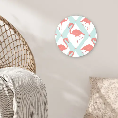 Flamingo - Mintgroen - Ruit Wandcirkel plexiglas klein 852 -sfeer5
