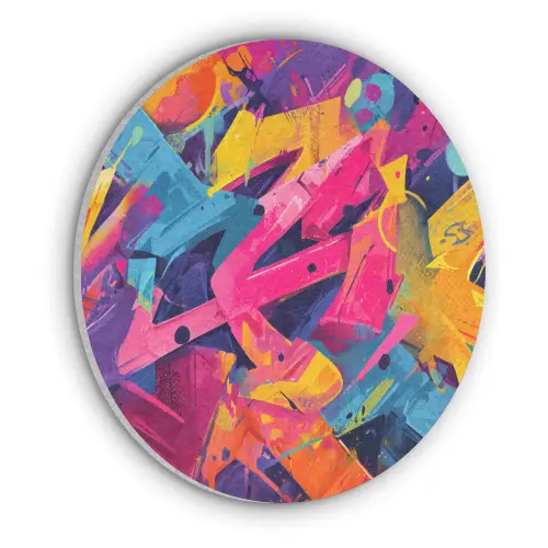 Abstract - Vormen - Kleurrijk Akoestische PET Vilt - Rond klein -3d