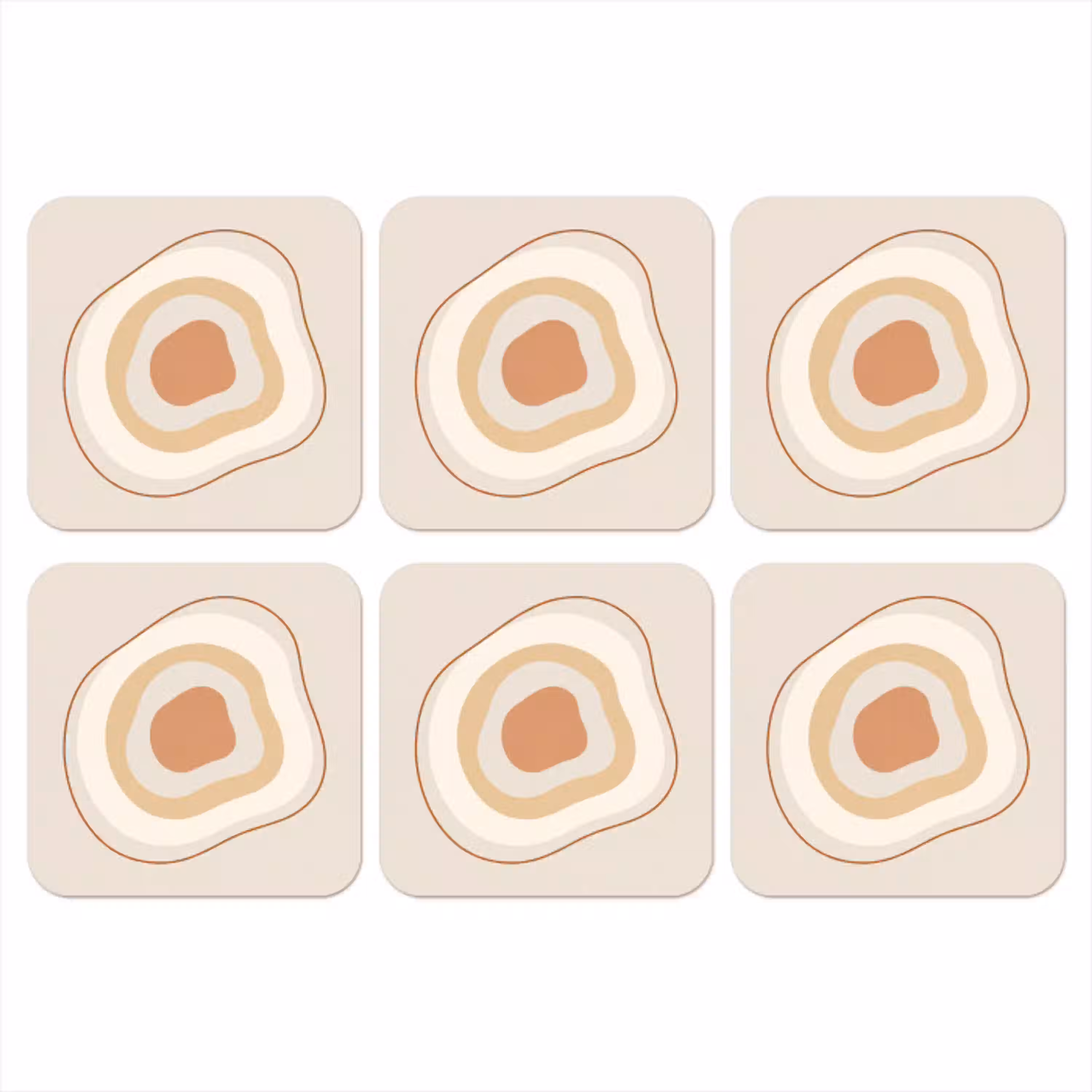 Abstract - Organisch - Modern - Beige - Kunst onderzetter kurk middel -3d