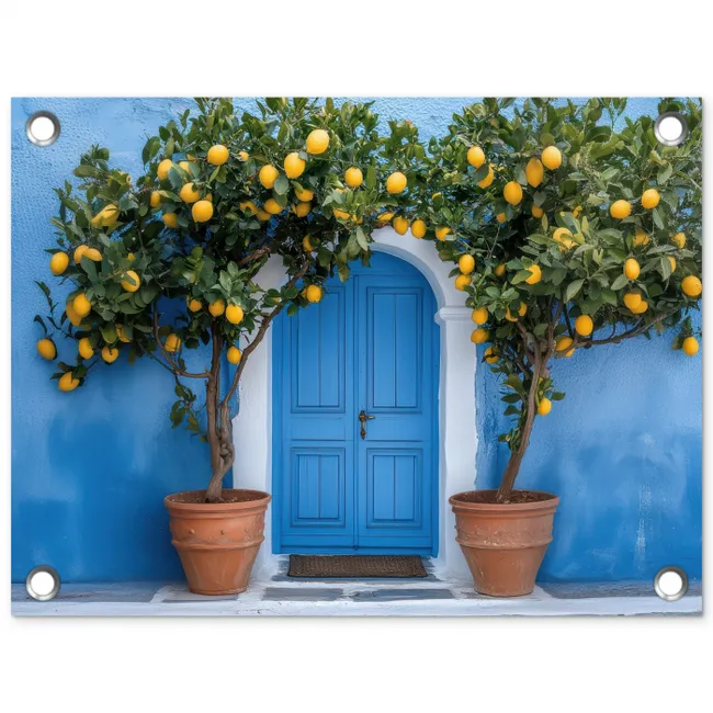 Citroenbomen - Geel - Deur - Potten tuinposter los doek klein -3d
