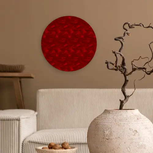 Rood - Vogel - Patroon Wandcirkel plexiglas klein 852 -sfeer1