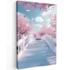 Brug - Kersenbomen - Wit Tuinposter op houten frame 2 cm dik klein -3d
