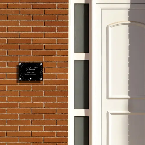Zwart met stippen - Sierlijk Naambord Rechthoek middel -sfeer3-rechthoek-S