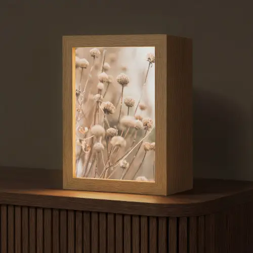 Droogbloemen - Beige - Bloemen - Natuur Light Box met kabel (Tafellamp) klein -z3d_website