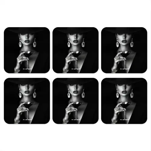 Vrouw - Cocktail - Chic onderzetter kurk middel -3d