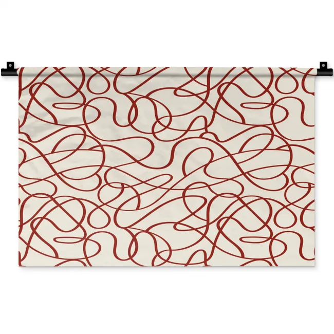 Lijnen - Abstract - Rood - Beige Wandkleed katoen klein 269 -zz3d
