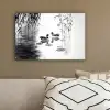 Eenden - Waterlelies - Riet - Zwart canvas 2cm klein -sfeer3